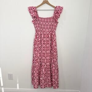 In Loom Zoey Magenta Floral Flutter Cap Sleeve Maxi Dress size Medium